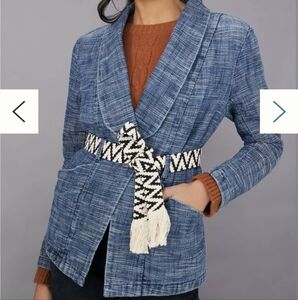 XL Anthropologie Galena Belted Denim Blazer
